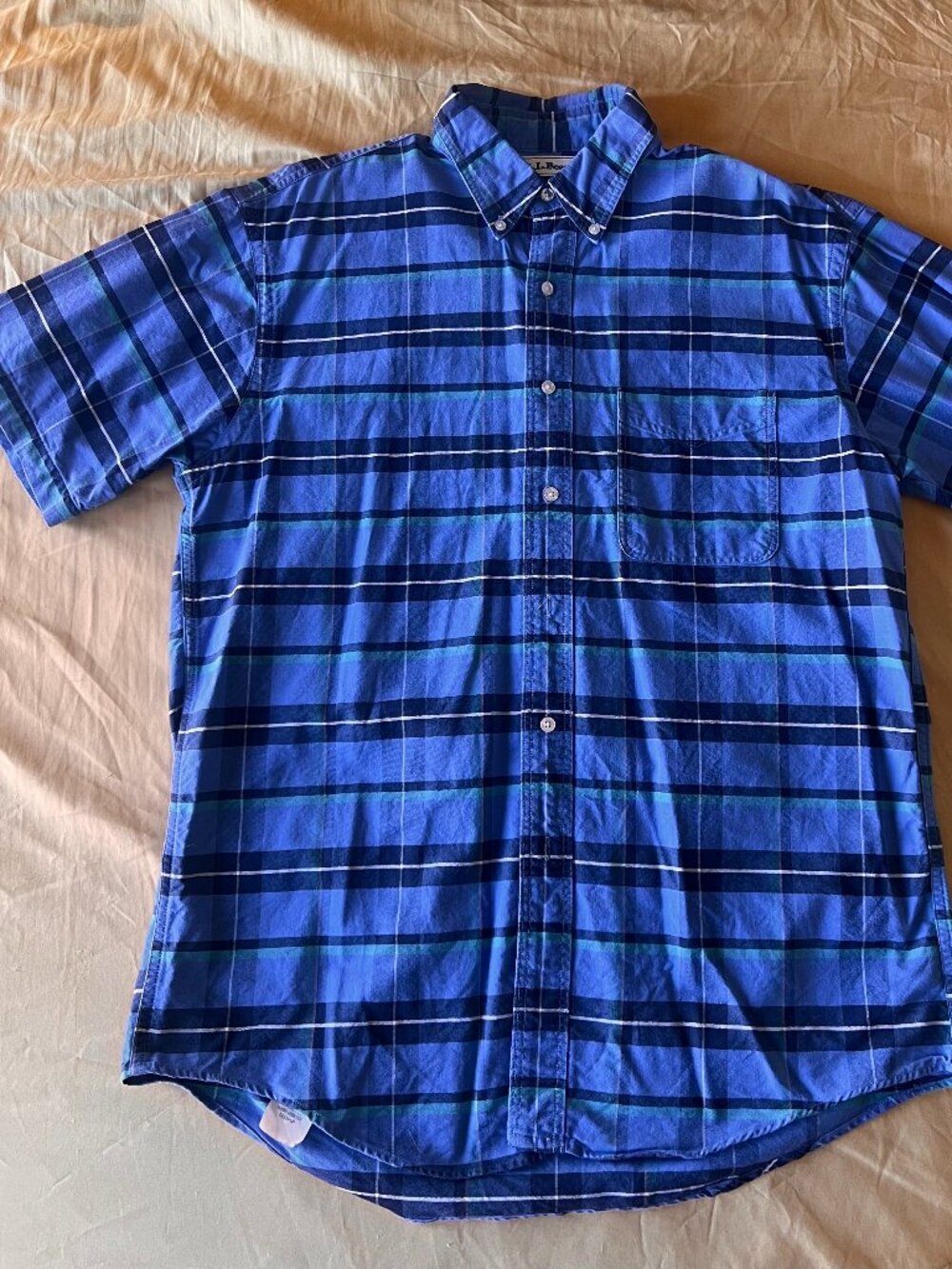 Men's - L.L. Bean - Plaid Deep Blue - Medium 100% Cotton
